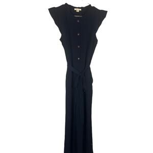 Monteau Women’s Navy Blue Flutter Sleeve Belted Waist Jumpsuit Size XS